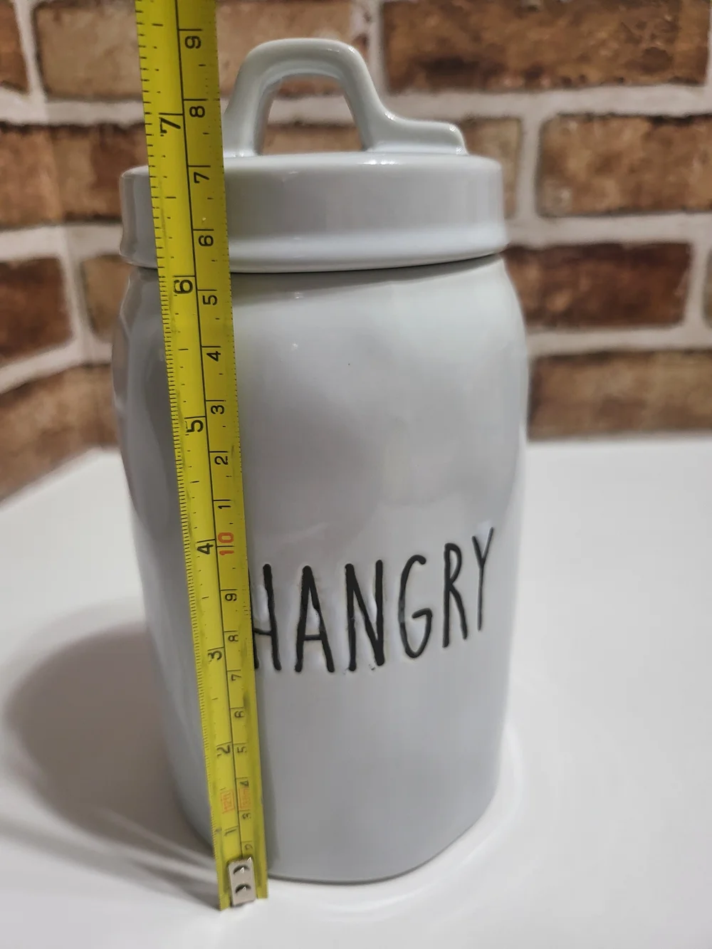 White Ceramic 'HANGRY' Kitchen Canister with Lid